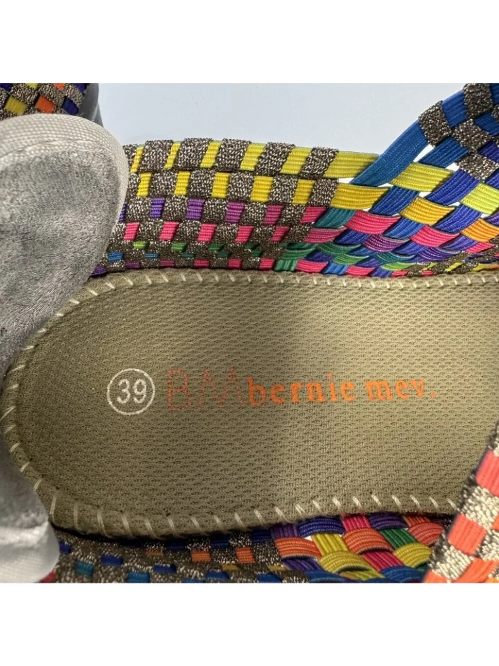 Bernie Mev Shoes Multicolor Woven Mary Jane Platform Wedge Size 39 8 8.5